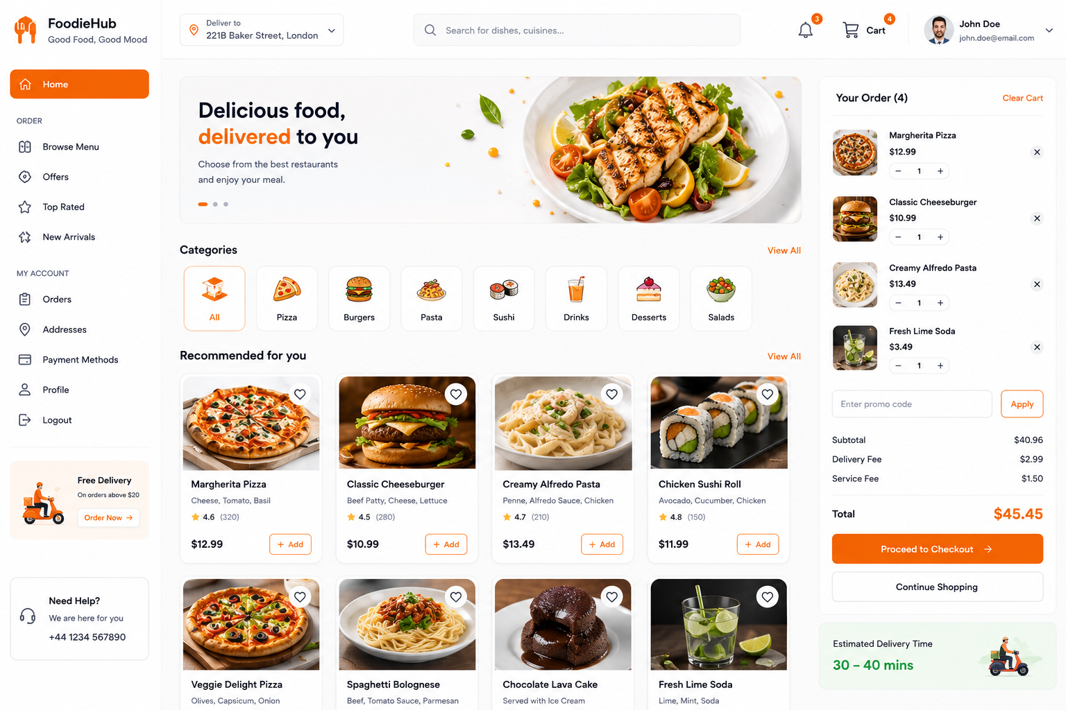 Restaurant Ordering website